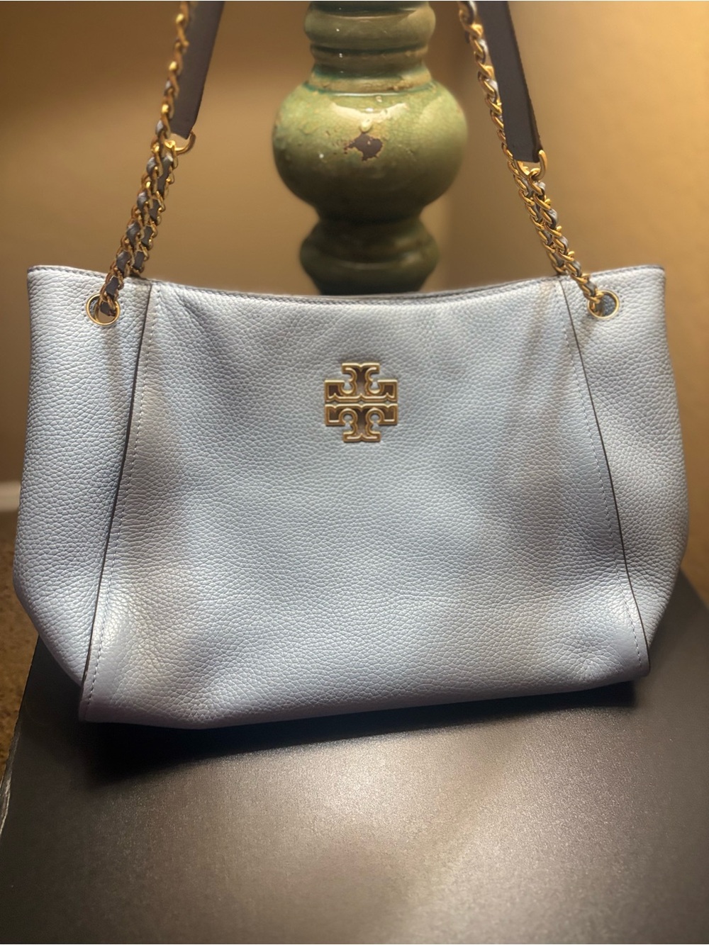 Tory Burch Pale Blue Leather Chain-Handle Shoulder Bag
